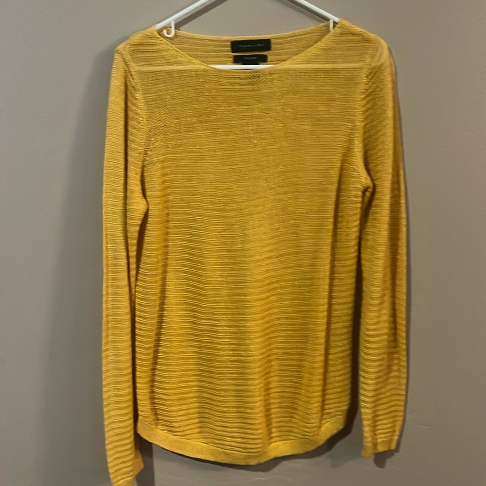 Yellow, linen, see through, women’s sweater